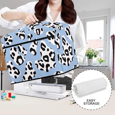 Sewing Machine Cover Zippered Easy to Keep Sewing Machine Dust Protector for Sewing Lover, Black White Cow Pattern in Saudi Arabia