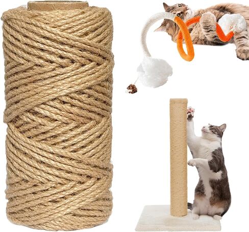 Natural Sisal Rope for Cat Scratcher,1/4 inch,164Ft,Natural Jute Rope for Cat Scratcher Repair and DIY Tree, Recovering, Hemp Twine Rope for Cat Scratching Post Tower Replacement with Chew Toy in Kuwait
