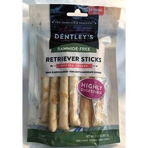 Yasirona Dentleys Rawhide-Free Retriever Sticks with Real Chicken 10 Count Sticks 5" Each Stick