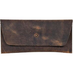 Genuine Buffalo Multi Functional Envelope For Cash Handmade Ultility Pouch Distressed Brown Leather Wallet Reusable Envelope