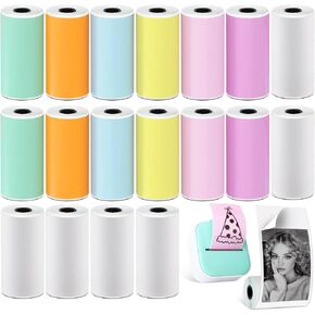 18 Rolls Multicolour Mini Printer Sticker Paper, 53mm Thermal Printer Paper Self-Adhesive Paper Compatible with T02/M02/M02/M02S PRO/M04AS for Study Notes, Pictures, To-do Lists