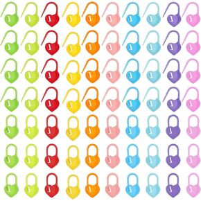 100 Pcs Crochet Stitch Markers Plastic Knitting Stitch Markers Heart Locking Stitch Marker Colorful Crochet Stitch Markers for Knitting Crocheting DIY Craft Project