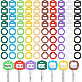 CheeFun 72Pcs Rubber Key Covers Caps: Identifier Rings Key Toppers set for classifying the usage functions of different keys(9 colors)