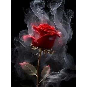 Momdedp 5D Rose Diamond Painting Kits للبالغين المبتدئين ، مجموعة فنون الماس ، Red Flower Diamond Art ، DIY Full Round Drill Diamond Dot Gem Kits للبالغين ، ديكور الجدار المنزلي 12x12 بوصة