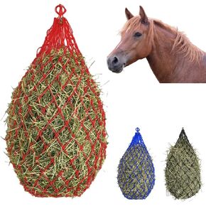 3pcs قش الشبكة للخيول ، حقيبة القش البطيئة في التغذية ، وتغذية القش المعلقة للخيول ، والماعز ، والأغنام