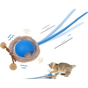 Interactive Cat Toys for Indoor Cats,Motion Activated Automatic Moving Ball with Lights,Electric Self Rotating Ball with Chirping,Rechargeable Smart Cat Toys for Bored