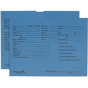 Blue Summit Vehicle Dealer Jackets, Tan, Pre-Printed, Deal Jackets for Dealerships, Pack of 100 Dealer Record Envelopes