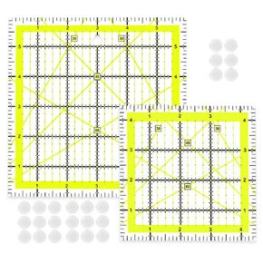 2 pcs Quilting Rulers, Acrylic Quilt Ruler, Square Fabric Cutting Rule, Fabric Cutting Ruler Clear, Template with Grid Lines, Fabric Cutting Ruler for Quilting and Sewing(4.5+6in)