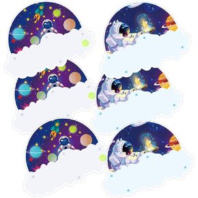 48 Pcs Outer Space Galaxy Classroom Name Tags Sticker - Space Adventure Name Tags Outer Space Bulletin Board Decoration for Classroom Organization Group Activities 5.25 X 3 Inch