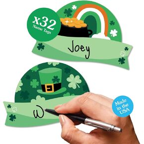 Big Dot of Happiness Lucky St. Patrick's Day - DIY Blank Paper Desk or Locker Labels - Classroom Name Tags - Set of 32