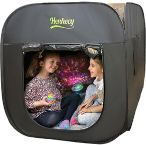 خيمة الحسية للأطفال المصابين بالتوحد ، ADHD ، SPD - Careen Corner Hideout Den للعب والاسترخاء - خيمة تلبية منبثقة مع نوافذ شبكية إضافية (40 × 40 × 40 بوصة)