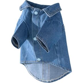 Fashionable Denim Dog Jacket, Suitable for Small to Medium-Sized Dogs to wear All Year Round, Machine Washable (Large)