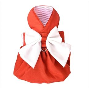 Red Harness Dress with Bow for Small Pet (Small)