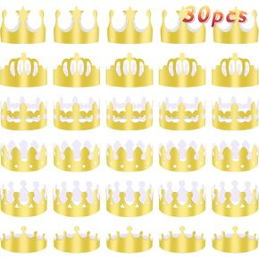 30 PCS Paper Crown Crown Crown ، Crown Gold Foil Party Crown Hat Cap ، Crowns Happy Birthday Crowns for Kids ، Crowns for Kids Adults
