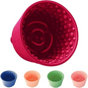 Dog Slow Feeder Lick Bowl, Non-Slip Dog Licking Treat Dispenser, Slow Feeder Dog Bowls for Small Medium Large Breed Dogs, Anxiety Relief & Anti-Choking, BPA Free Silicone (Claret, 1.6 Cup)