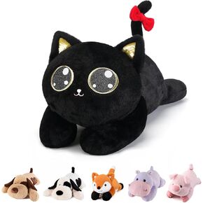meowtastic Black Cat Weighted Plush Stuffed Animal - 28 Inch 5.0 Pound Kitten - Large Stuffed Cat Weighted Plush Pillow - Cute Plush Toy Gift for Kids & Adults