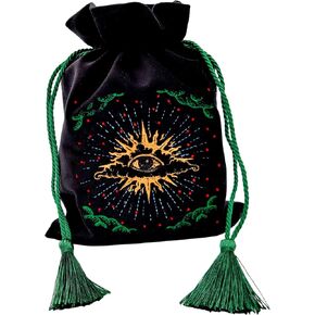 Velvet Tarot Card Bag - Drawstring Pouch for Tarot Deck Storage - Magic Black Velvet Bag- Jewelry Storage & Gift Bag with Gold Tassel Drawstrings, 6.6 x 9 inches