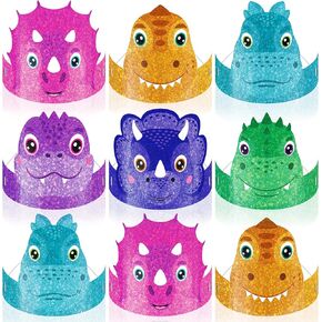 ArtCreativity Dinosaur Party Hats - 24 Ct - Sturdy Paper Dino Party Hats in 6 Colorful Designs - Stretchy Strings for a Comfy Fit - Fun Dinosaur Party Favors & Supplies - Dinosaur Birthday Decorations