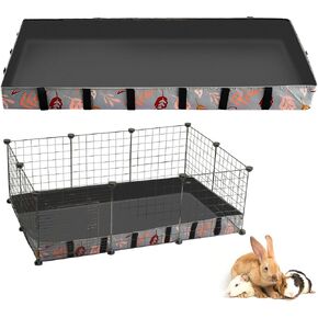 1 Pcs Guinea Pig Cage Liner Washable 24" x 48" Waterproof Oxford Cloth Cage Liners for Small Animals Gray Guinea Pig Cage Bottom for Bunny, Hedgehog, Ferrets