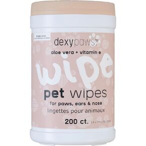 Pet Cleansing Wipes Canister - 200ct - Gentle Wet Wipes for Cats & Dogs, Paws-Face, Easy Moist Clean-Ups, Pet Safe Grooming & Care, Portable
