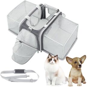 TSA Approved pet Carrier with 3 Sides Expandable,17L*11W*11H for 1 Medium cat Under 12 lbs / 1 Small Dog Under 8-10 lbs.for Delta American United Airlines and car Travel.