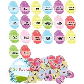 120Pcs Easter Egg Fillers Wooden Tokens,Easter Basket Essentials ,Basket Stuffers for Teen Easter Prizes Stuffers Coins, Unique Family Easter Egg Hunt Activities (120)