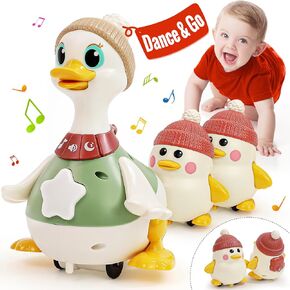 HOLA Baby Toys 6-12 Months Musical Dancing Duck Toy Set with Mama and Baby Tummy Time Toys, Crawling and Interaction Modes 1 Year Old Girl Boy Baby Easter Gifts Stocking Stuffers