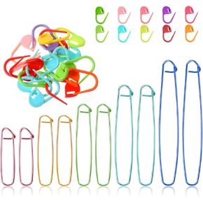 10Pcs Knitting Stitch Holder 5Size Aluminum Yarn Stitch Holders Handy Yarn Stitch Holder Practical Knitting Crochet Tools with 20Pcs Versatile Knitting Crochet Hook Stitch Markers for Crocheting