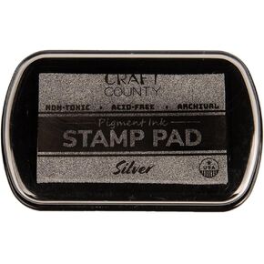 Craft County Pigment Ink Stamp Pad – Refillable Ink Pad in 15+ Colors – Raised Edges for Larger Stamps – Rose Gold