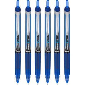 Pilot Precise V7 RT Retractable Rolling Ball Pens, Fine Point, Blue Ink, 6 Pack