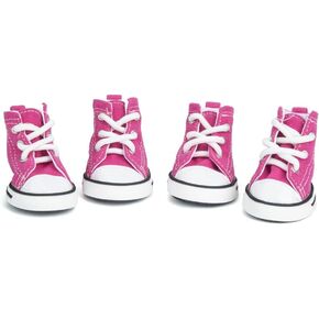 Pet Sports Dog Shoes, Puppy Canvas Sports Shoes, Non Slip Casual Shoes, Outdoor Adventure Non Slip Boots, and Sports hot Road Protection Dog and cat paw Protective Covers, 4PCS (Pink, 2#)