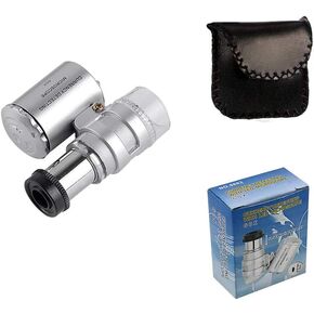 Mini 60x Microscope Magnifying with LED Light Pocket Jewelry Magnifier Jeweler Loupe with for Gems,Jewelry,Coins,Stamps,etc