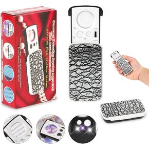 LED Lighted Slide Out Pocket Magnifying Glass - 30X 60X and 90X Multi-Power Mini Portable Loupe Magnifier with UV Light | Best for Jewelry, Diamonds, Gems, Stamps, Rocks