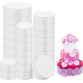 HFKPJRT Foam Circles for Crafts, 30 Pcs Round Styrofoam Discs 2 inch 3 inch 4 inch for Friendship Bracelet Making, Blank Cakes and Decorations Sculpture Modeling, DIY Project