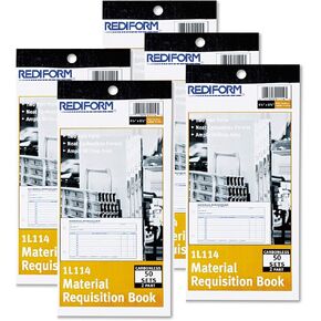 5 × دفتر طلبات المواد Rediform ، بدون كربون ، جزءان ، 4.25 × 8.5 بوصة ، 50 نموذجًا (1L114)