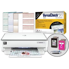 VersaCheck HP Envy 6055 MXE MICR Printer X1 Gold Printing Software Bundle, White