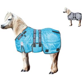 Derby Originals Nordic Tough Closed Front 420D Water Resistant Winter Mini Horse and Pony Stable Blanket 200g Medium Weight, Hurricane Blue, 60 inch