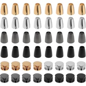 eMagTech 48Pcs Locking Caps Cord Ends Set Alloy End Piece Cord Closure Cord Stopper Cord Locking Plugs Fixing for Sweatpants Hoodies Bags Jackets