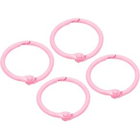 METALLIXITY Loose Leaf Binder Rings (30mm/1.2 Inch) 4Pcs, Steel Key Ring Binder Clips Book Rings - for Home or Office, Pink