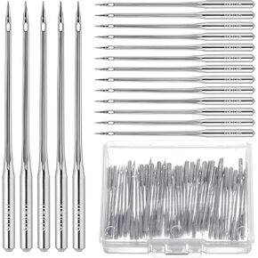 100/16 Universal Sewing Machine Needles for Jeans&Canvas, 50 PCS Leather Sewing Needles Compatible with Home Sewing Machine, Heavy Duty Sewing Needles Embroidery Machine Needles for Thickened Fabrics