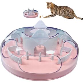 Interactive Cat Treat Puzzle, Food Dispenser, Cat Stimulation Maze, Slow Feeder, Enrichment Toys for Indoor Cats and Kittens (Pink)