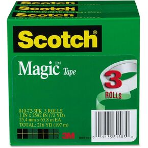 Scotch 810723PK Magic Tape Refill, 1-Inch x 2592-Inch, 3-Inch Core, 3/Pack