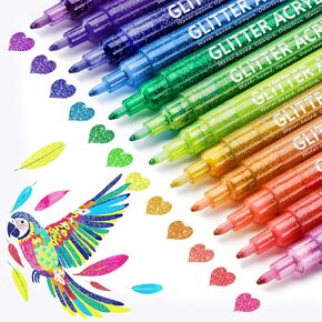 Sofier Glitter Markers 12 Colors Glitter Gel Pens Coloring Markers for Adults Metallic Paint Pens for Crafts Greeting Cards Poster Art Supplies Christmas Stocking Stuffers Gifts