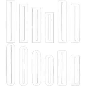 Penecreat 12pcs 3styles acrylic Zipper Overlay قالب ، 6/7/8/9 بوصة من القالب القياس السوستة ، أداة وضع جيب السوستة لأكياس الخياطة مع جيوب السوستة وتراكبات السوستة