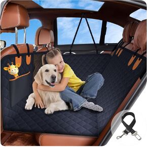 Back Seat Extender for Dogs, Hard Bottom Car Seat Cover for Dogs. Hammock Style, Large Space, Holds 420lbs, Sturdy, Waterproof for Car, SUV, Truck (Black)