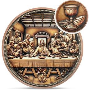 The Last Supper Christian Challenge Coin - Jesus Eucharist Religious Copper Token - Art God Pocket Bible Verses Coins for Study - Good Luck Commemorative Gifts for Men Women Kids