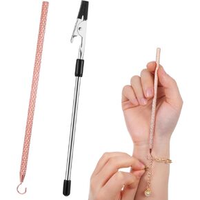 TIESOME 2PCS Bracelet Helper to Put on Yourself, Bracelet Wearing Aid Hook and Clips Metal Bracelet Assistance Tool Jewelry Fastening Tools for Necklace, Watch Clasps, Zippers, Crafts