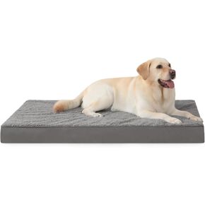 MIHIKK XL Dog Bed Waterproof Dog Beds Large Sized Dog Orthopedic Crate Bed with Removable Washable Cover Egg-Crate Foam Pet Pad Mat with Anti-Slip Bottom, 41 x 27 Inch, Dark Grey