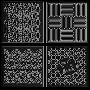 ORIGACH 4 Pcs Acrylic Sashiko Stencil, 4 Styles Sashiko Embroidery Pattern, Embroidery Tool Drawing Line Template for Hand Quilting and Embroidery, 3mm Thick