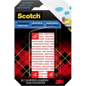 Scotch Removable Double-Sided Mounting Squares, 0.45 in x 0.45 in (1.14 cm x 1.14 cm) 36/Pack